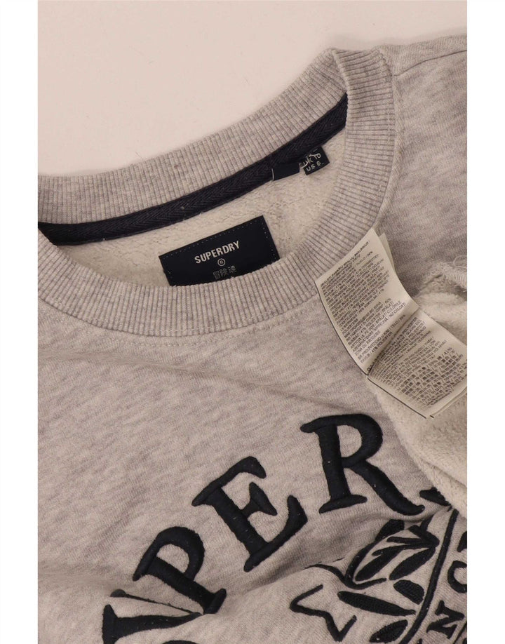 Superdry Womens Grafisk Oversized Sweatshirt Jumper UK 10 Small Grey Bomuld