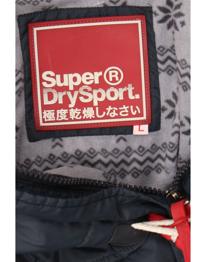 Superdry Polstret hættejakke til kvinder UK 14 Stor marineblå polyester