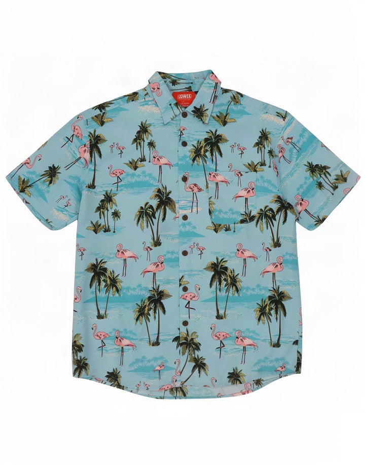 Lowes Herre Hawaii kortærmet skjorte, stor blå