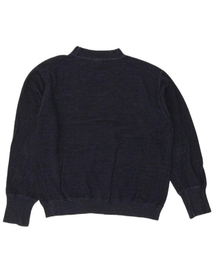TRUSSARDI Herre grafisk skildpaddehals sweater Stor marineblå uld