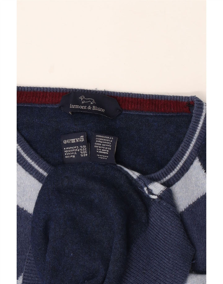 HARMONT & BLAINE Herre Boat Neck Jumper Sweater Large Navy Blue