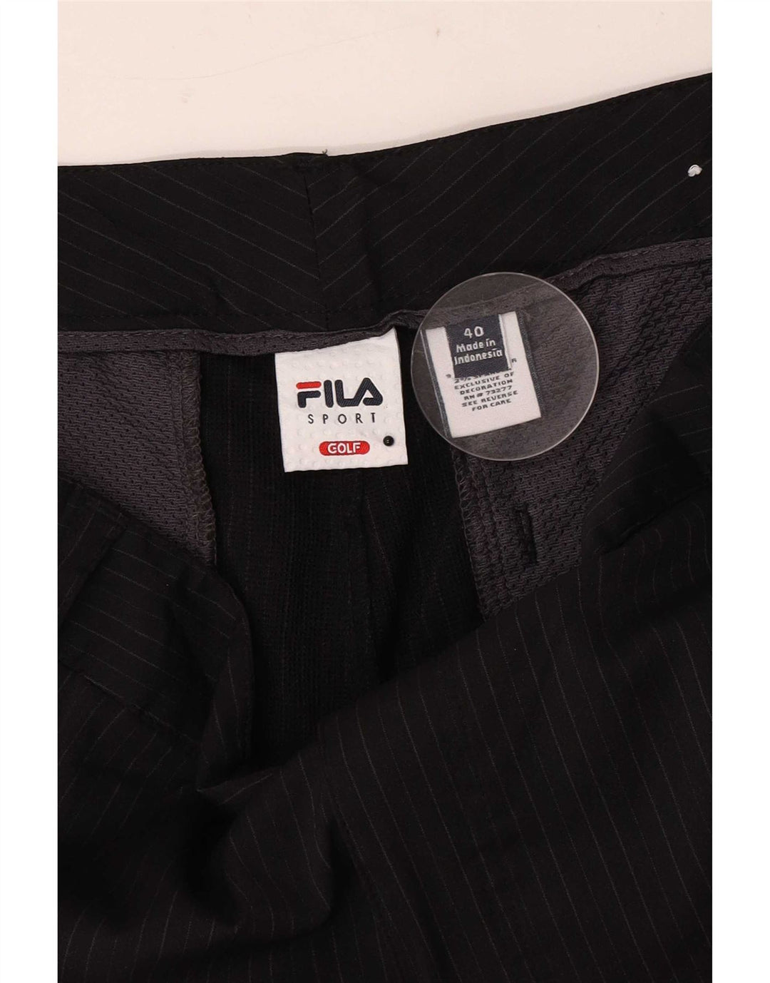 Fila Herre Golf Chino Shorts W40 XL Sort nålestribet polyester