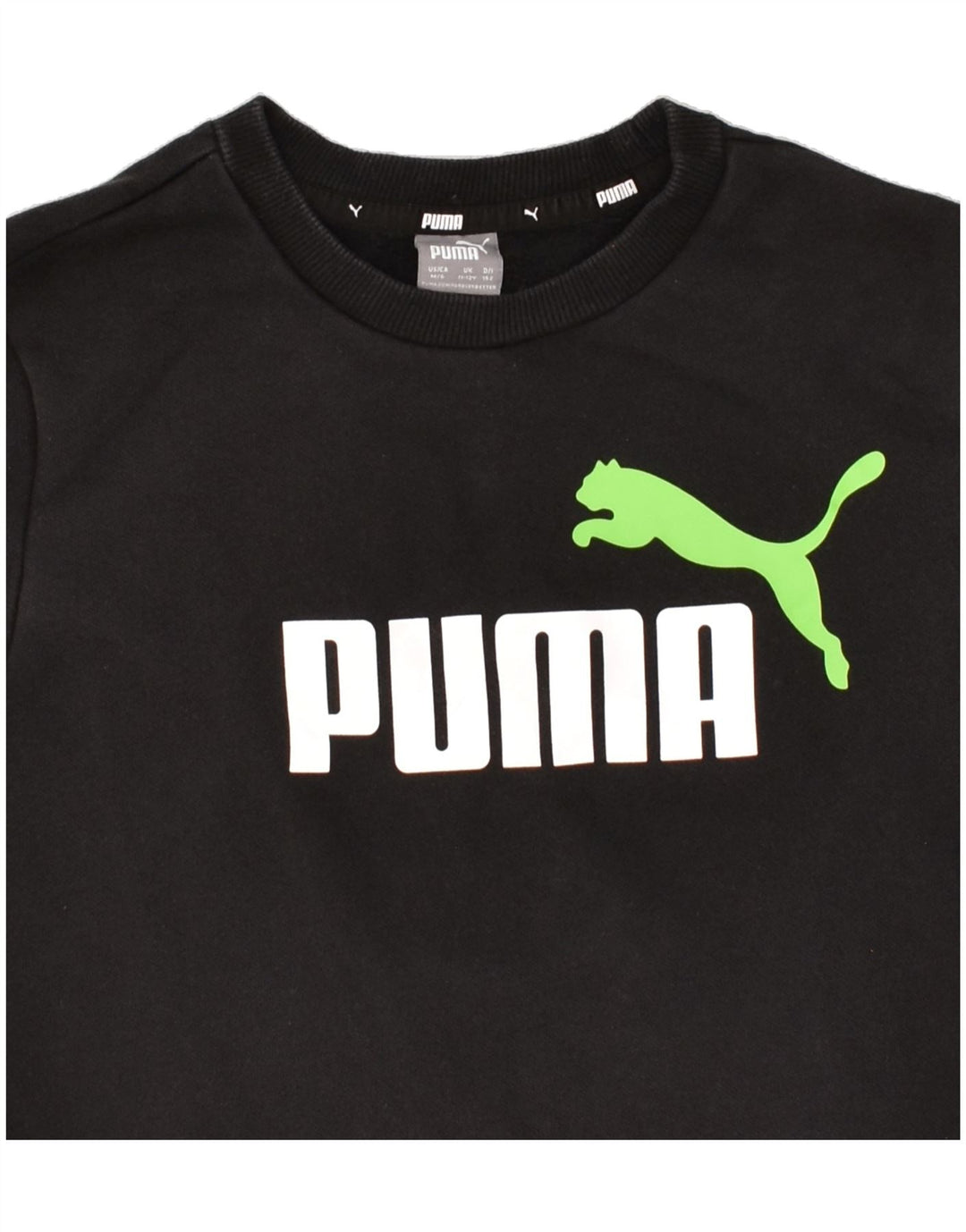 PUMA Boys Graphic Sweatshirt Jumper 11-12 Years Black Cotton | Vintage Puma | Thrift | Second-Hand Puma | Used Clothing | Messina Hembry 