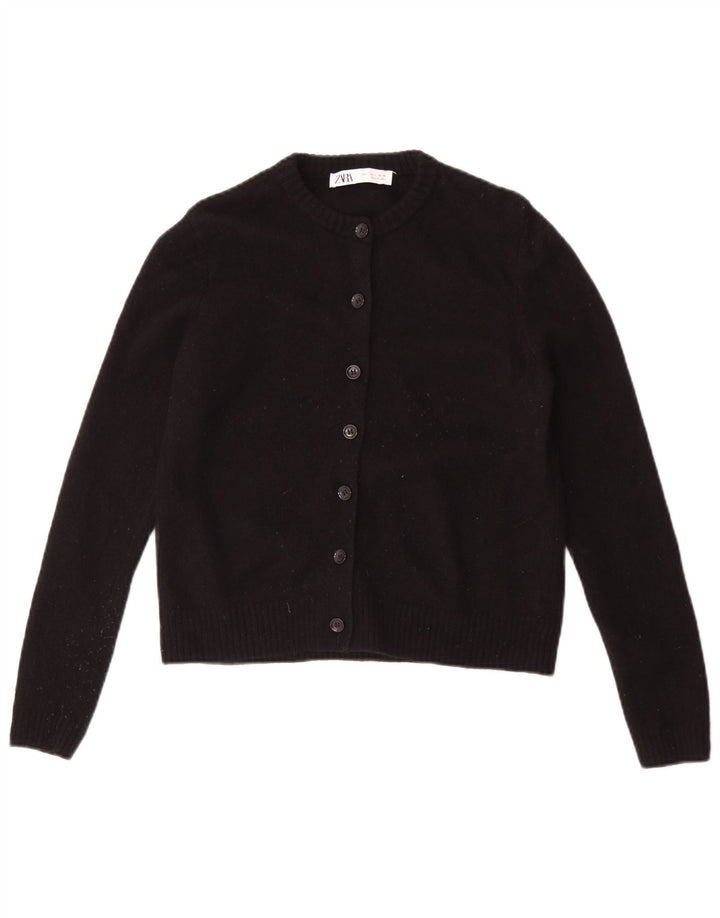 Zara Dame Cardigan Sweater UK 14 Stor Sort Uld