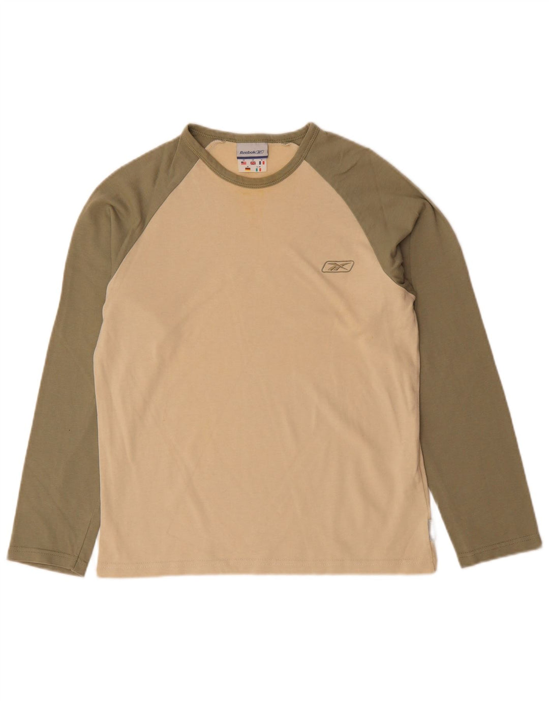 REEBOK Herre Top Langærmet XS Beige Colourblock Bomuld
