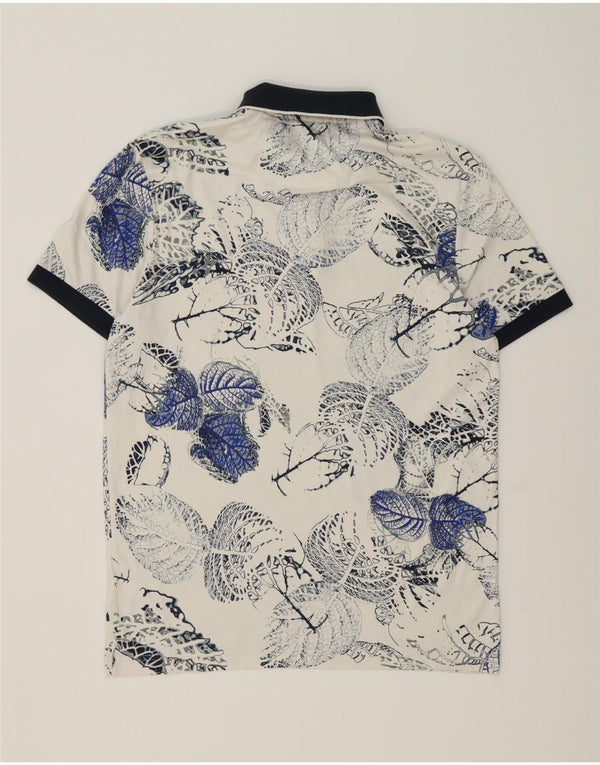 Hugo Boss Mens Regular Fit Rugby Polo Shirt Medium White Floral Cotton