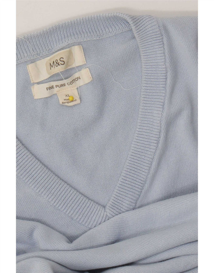 Marks & Spencer Herre V-hals sweater XL Blå Bomuld