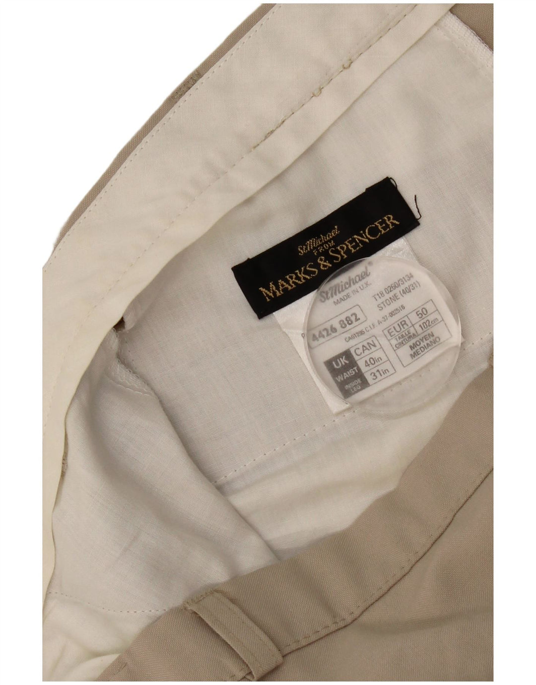 Marks & Spencer Herre St. Michael Straight Casual Bukser W40 L31 Beige