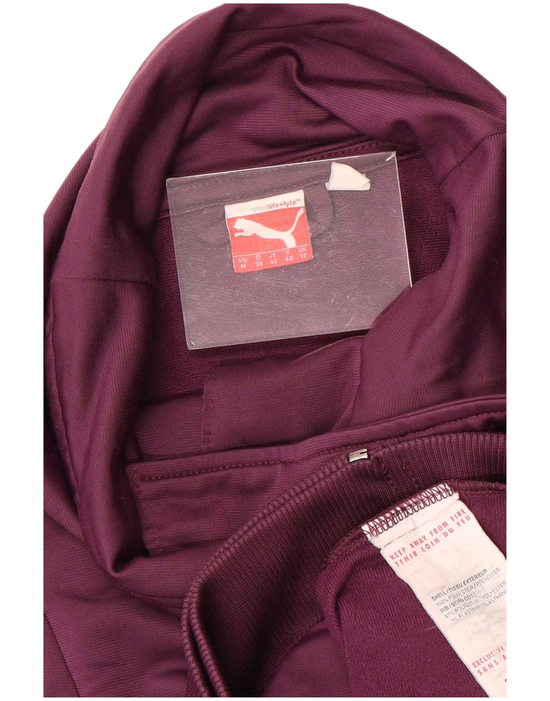 PUMA træningsdragt topjakke til kvinder UK 12 Medium Maroon Colourblock Polyester