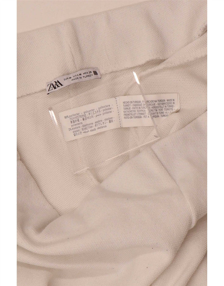 Zara kvinders brede ben Casual bukser Medium W30 L31 Hvid polyester