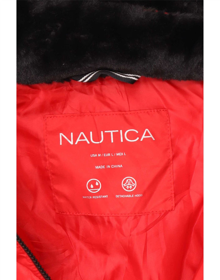 Nautica Polstret hættejakke til kvinder UK 14 Medium Rød Polyester