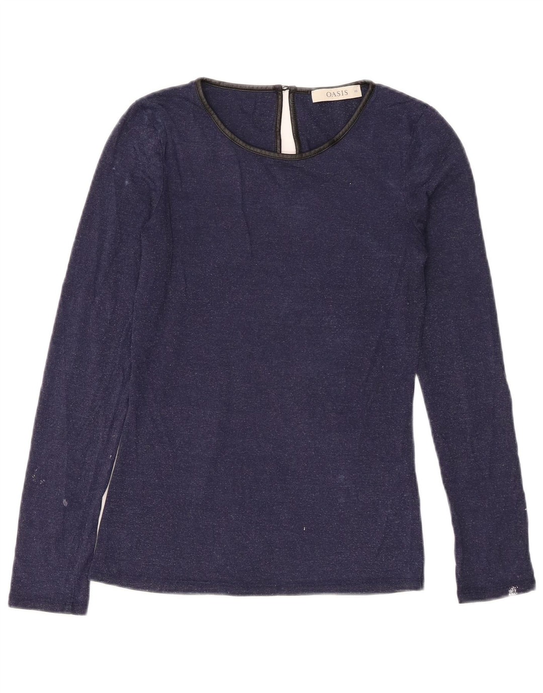 Oasis Dame Top Langærmet UK 6 XS Navy Blue Viscose