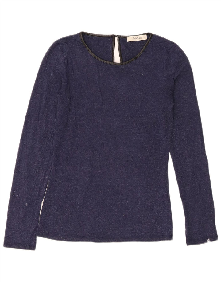 Oasis Dame Top Langærmet UK 6 XS Navy Blue Viscose