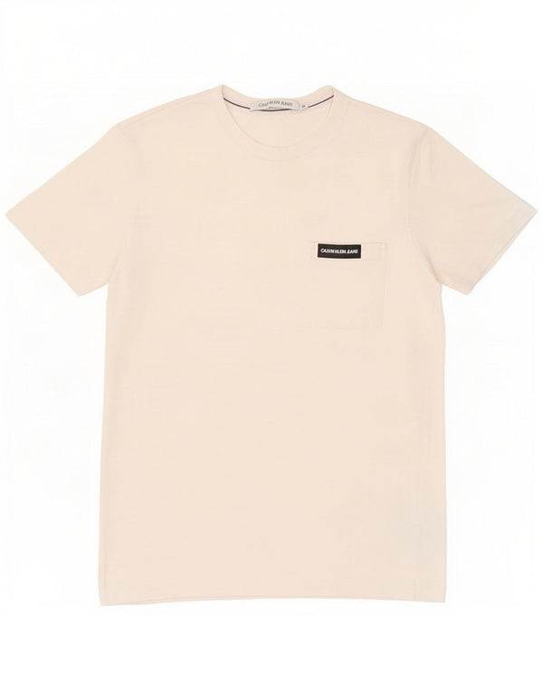 Calvin Klein Jeans Herre T-shirt Top Medium Off White Bomuld