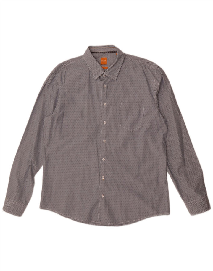 Hugo Boss herre Slim Fit skjorte 2XL blå stribet bomuld