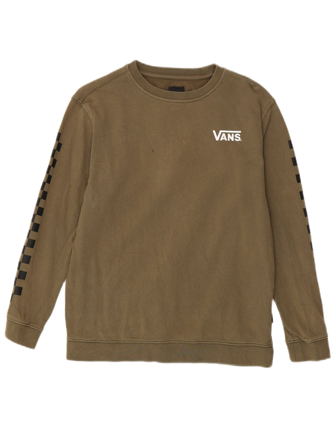 Vans Dame Grafisk Sweatshirt Jumper UK 16 Stor Khaki Bomuld