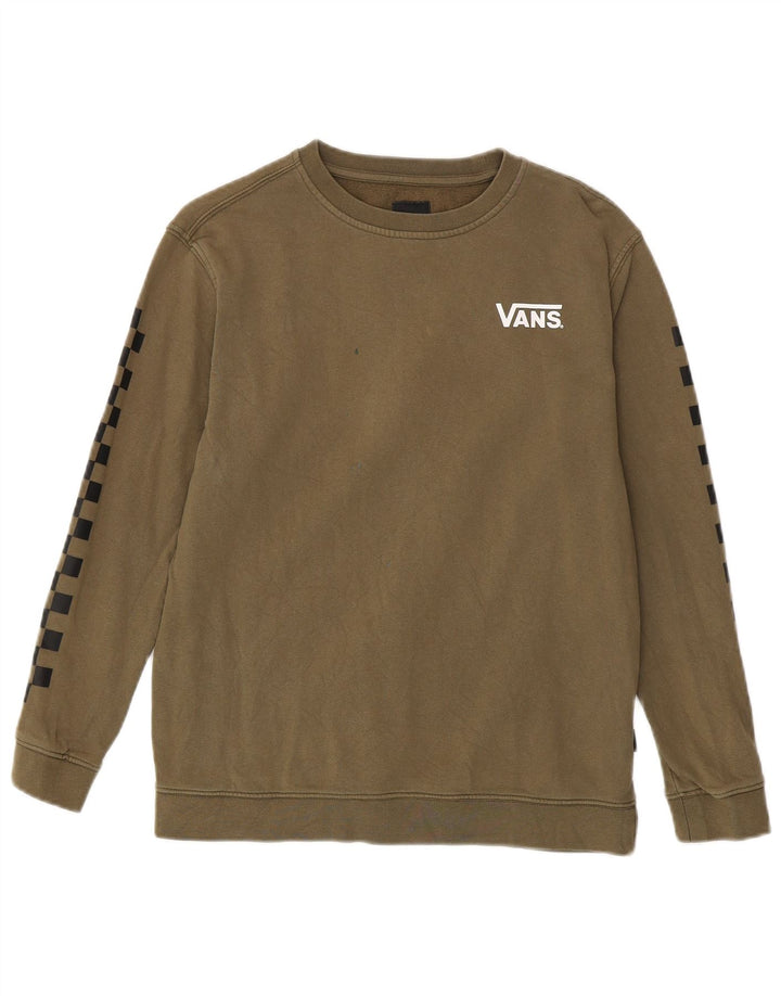 Vans Dame Grafisk Sweatshirt Jumper UK 16 Stor Khaki Bomuld