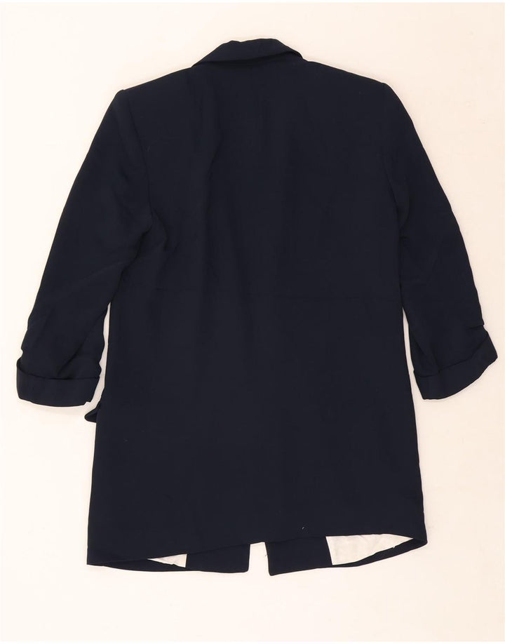 Zara Dame 3/4 ærmet åben blazerjakke UK 6 XS marineblå polyester