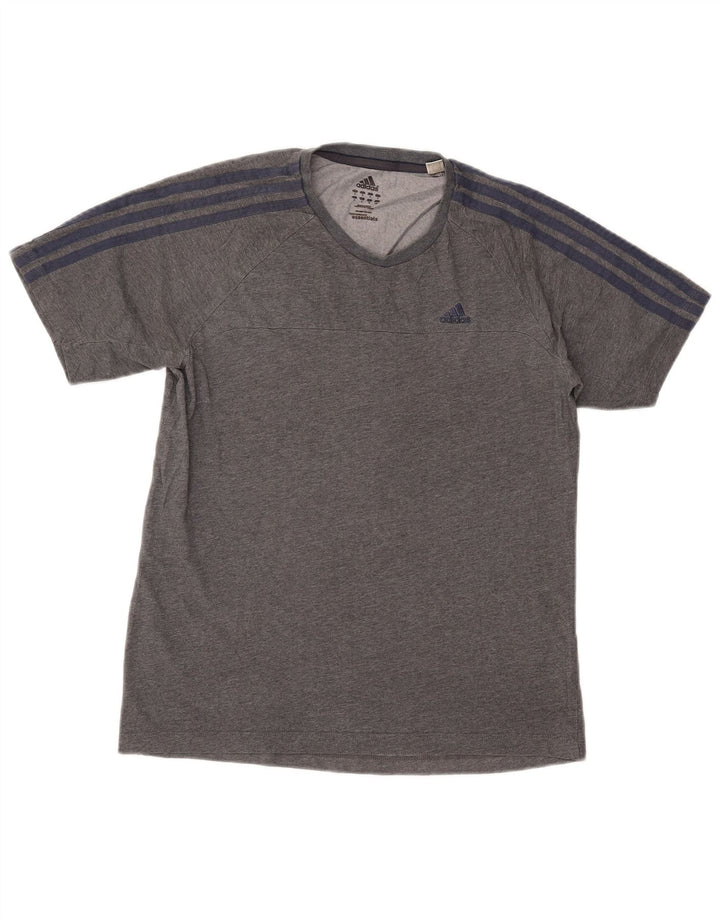 Adidas Herre Climalite T-Shirt Top Lille grå Flecked Bomuld