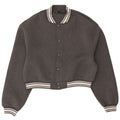 ZARA Womens Oversized Crop Varsity Jacket UK 10 Small Grey Polyester