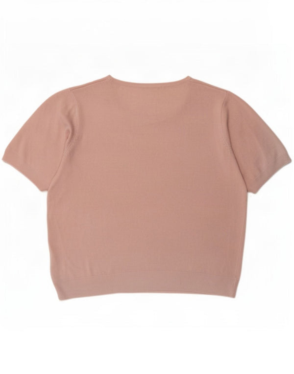 Marks & Spencer Dame Kortærmet Bluse Top UK 20 2XL Pink Akryl