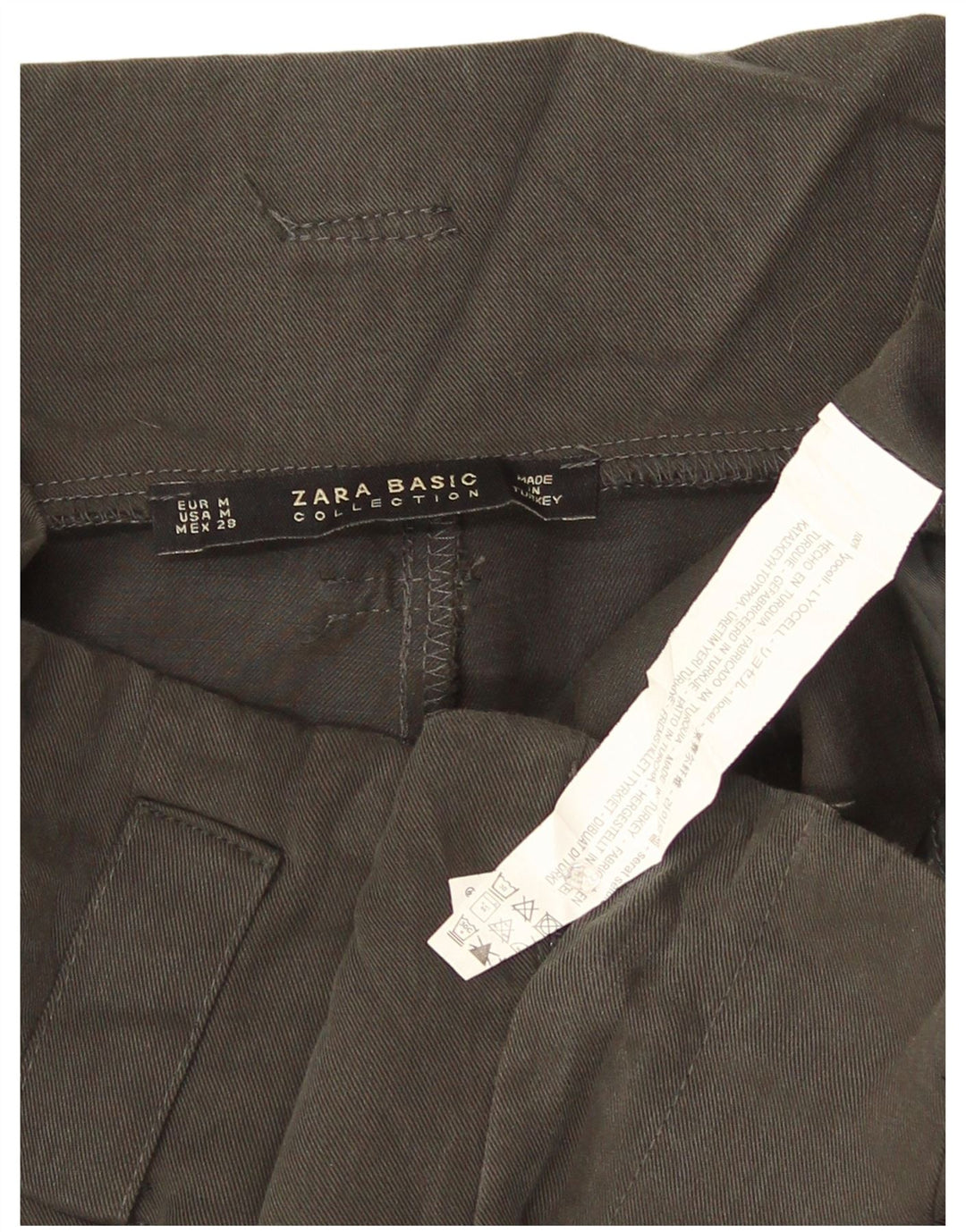 Zara kvinders højtaljede chinoshorts Medium W28 Khaki Lyocell
