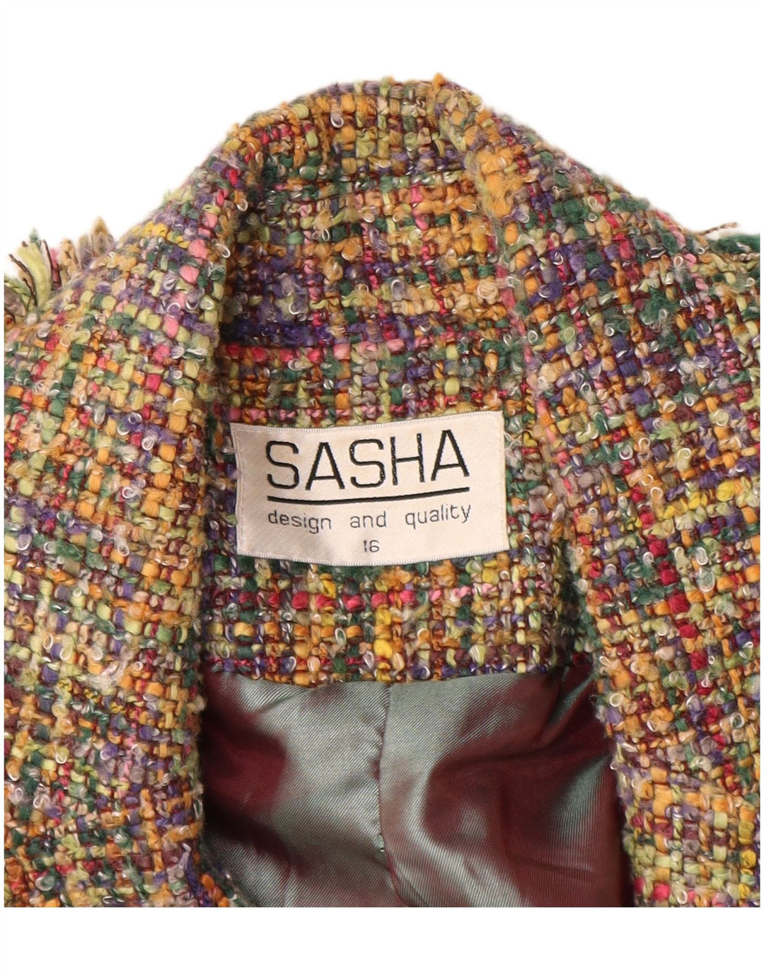 SASHA Womens Open Blazer Jacket UK 16 Large Multicolored Acryl