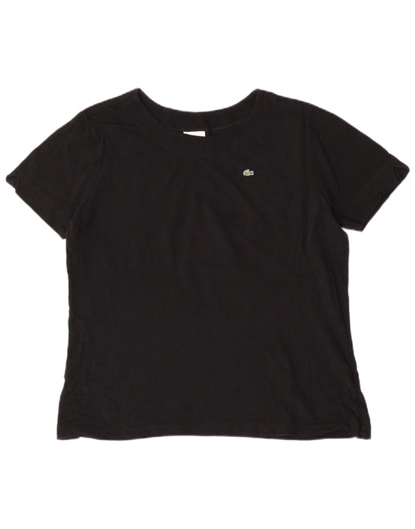Lacoste Dame T-Shirt Top Størrelse 50 2XL Sort Bomuld