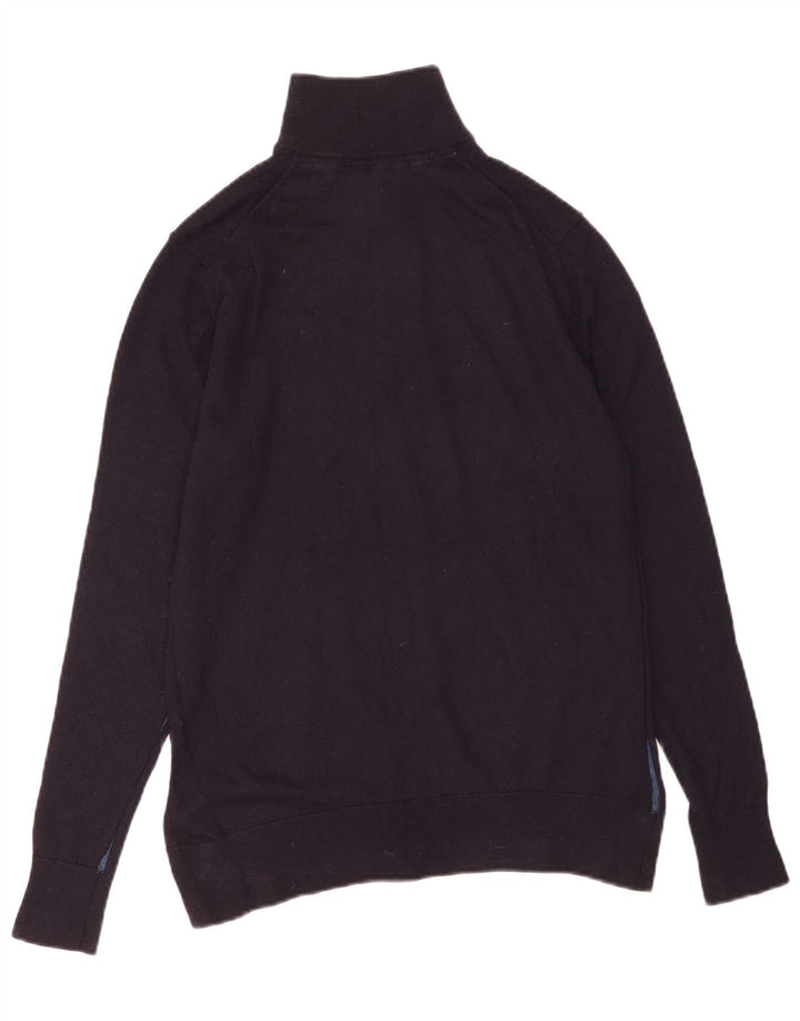 Ted Baker Herre Zip Neck Jumper Sweater Størrelse 3 Medium Navy Blue Uld