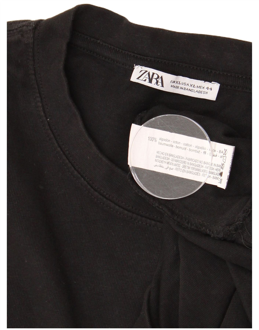 ZARA Herre T-Shirt Top XL Sort Bomuld