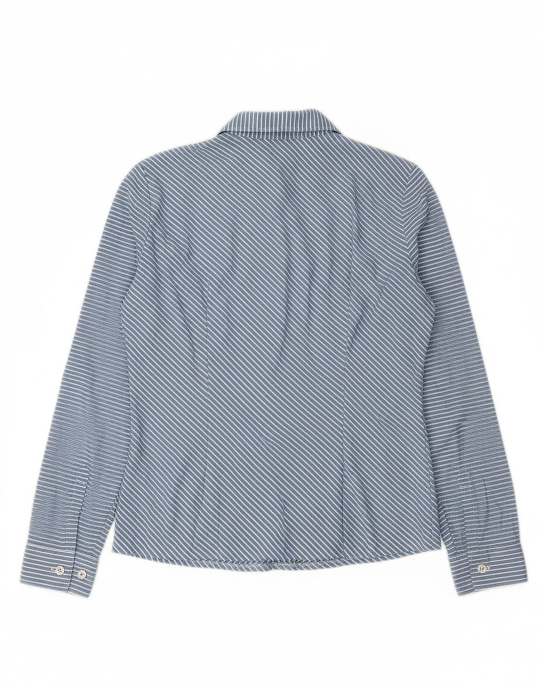 BENETTON Womens Shirt UK 16 Large Blue Striped Cotton