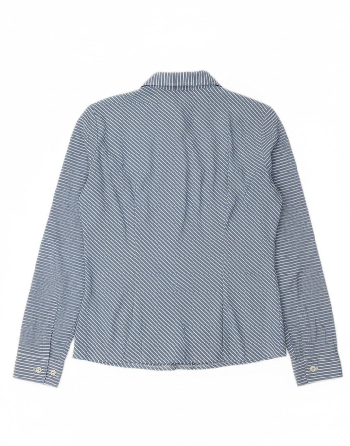 BENETTON Womens Shirt UK 16 Large Blue Striped Cotton