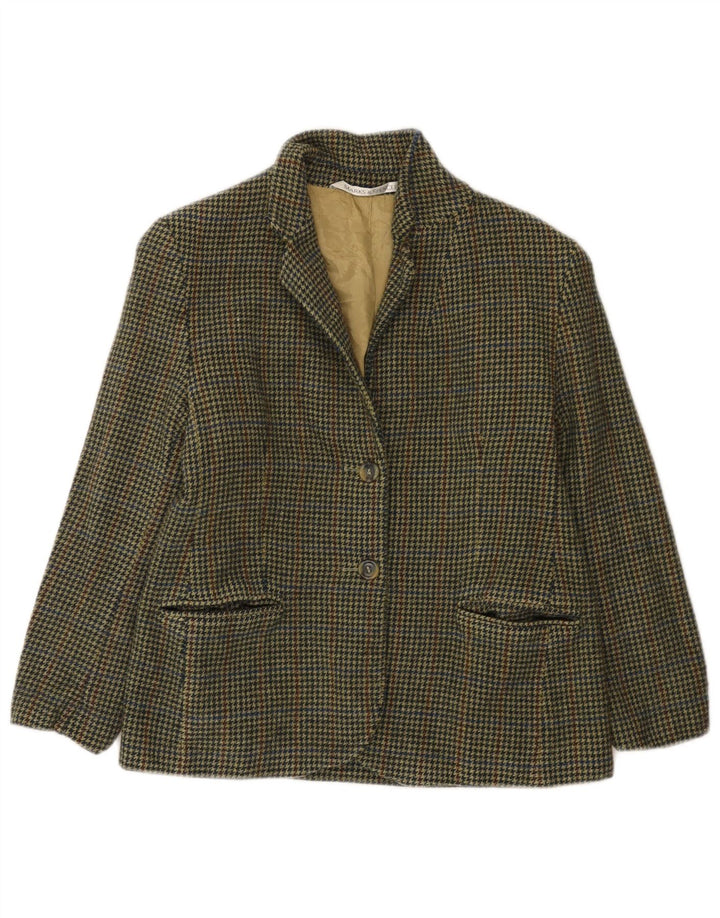 Marks & Spencer Petite Blazer Jacket til kvinder, UK 12 Medium Green Houndstooth
