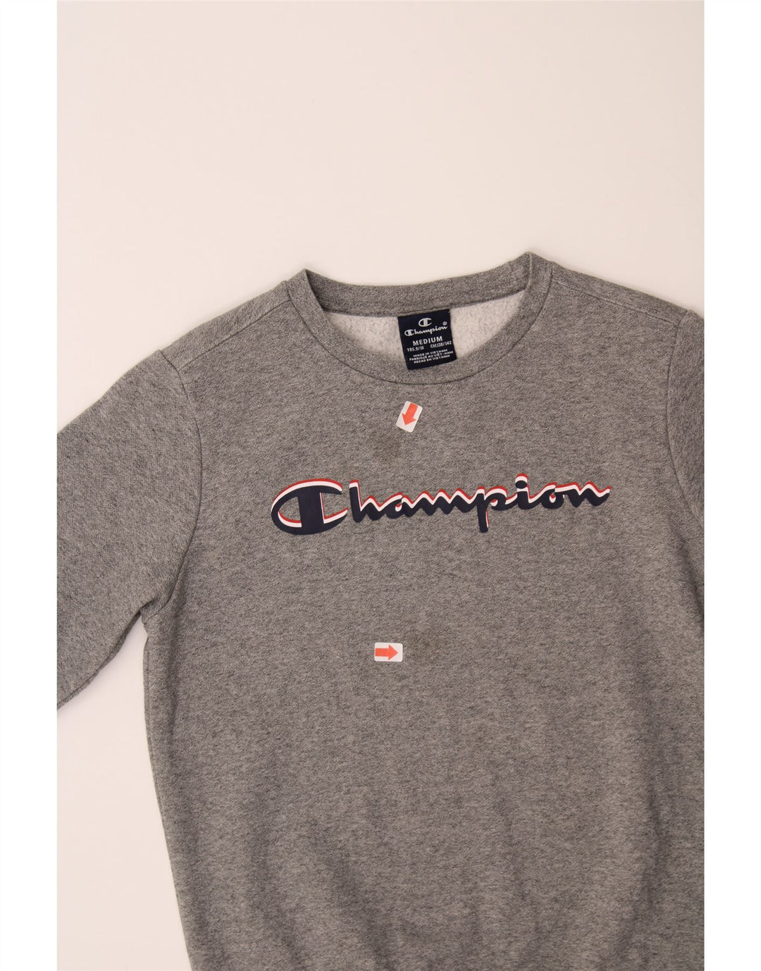 CHAMPION Boys Graphic Sweatshirt Jumper 9-10 Years Medium  Grey Vintage Champion and Second-Hand Champion from Messina Hembry 