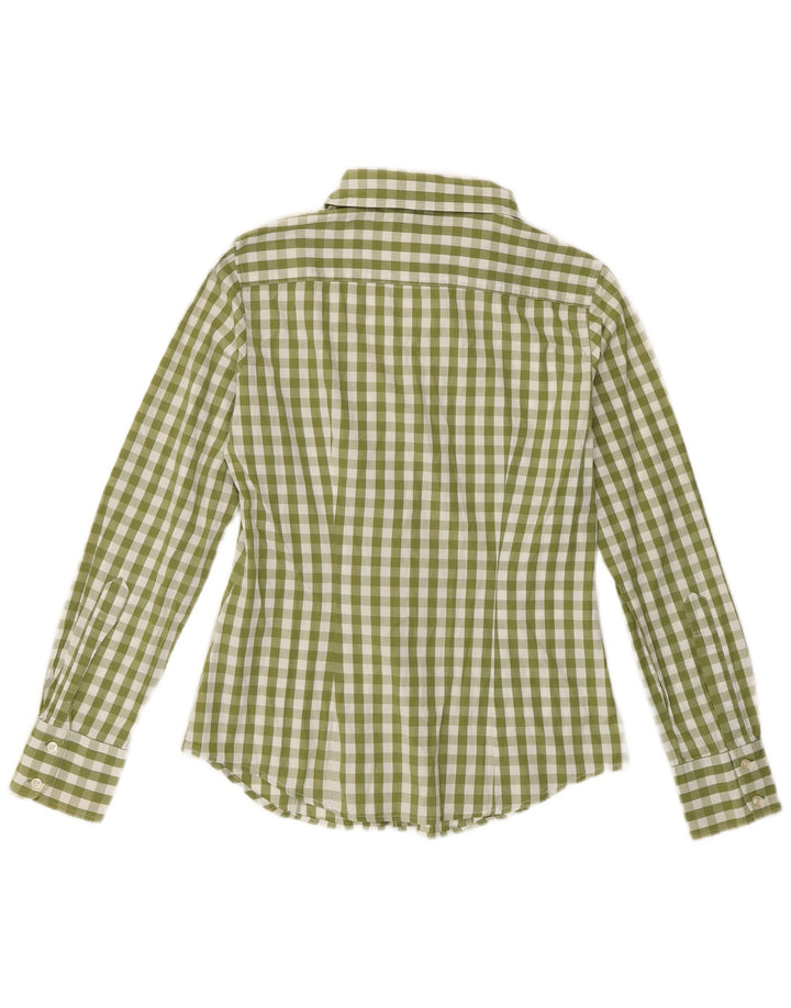 BENETTON Dameskjorte UK 12 Mellemgrøn Gingham Bomuld