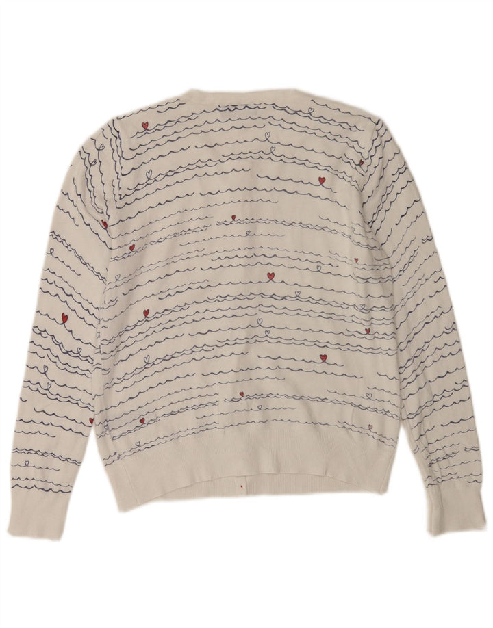 M&Co Dame Cardigan Sweater UK 12 Medium Hvid Stribet Viscose
