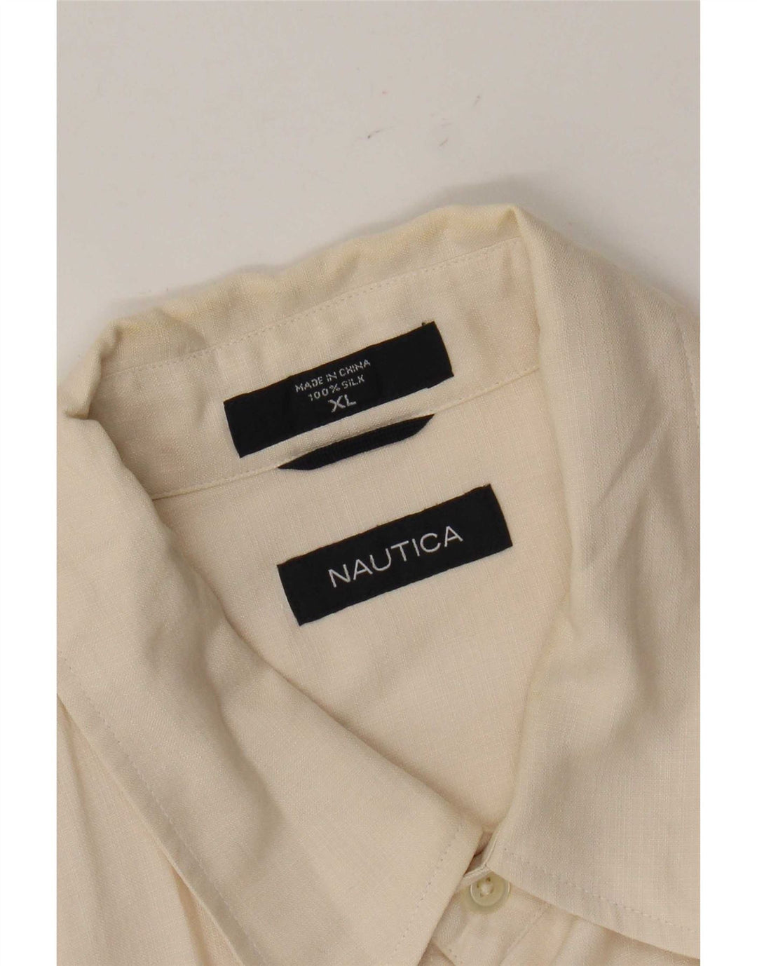 Nautica Kortærmet Herreskjorte XL Beige Silke
