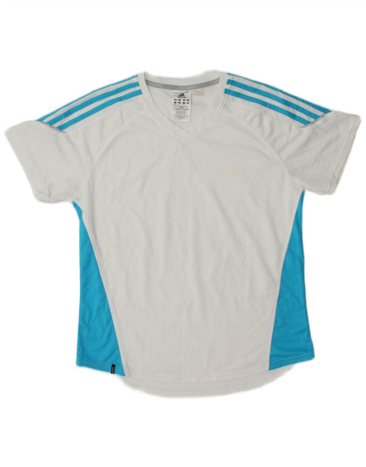 ADIDAS Dame Clima 365 T-Shirt Top UK 16 Stor Hvid Colourblock