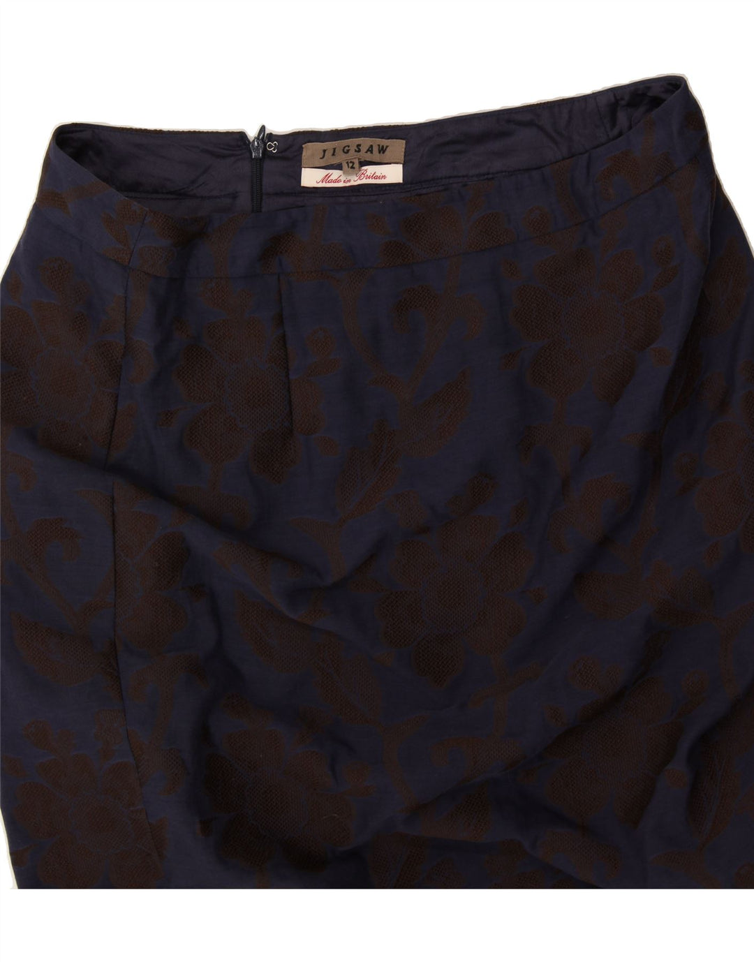 JIGSAW Womens Pencil Skirt US 12 Large W32 Navy Blue Floral Polyester Vintage Jigsaw and Second-Hand Jigsaw from Messina Hembry 