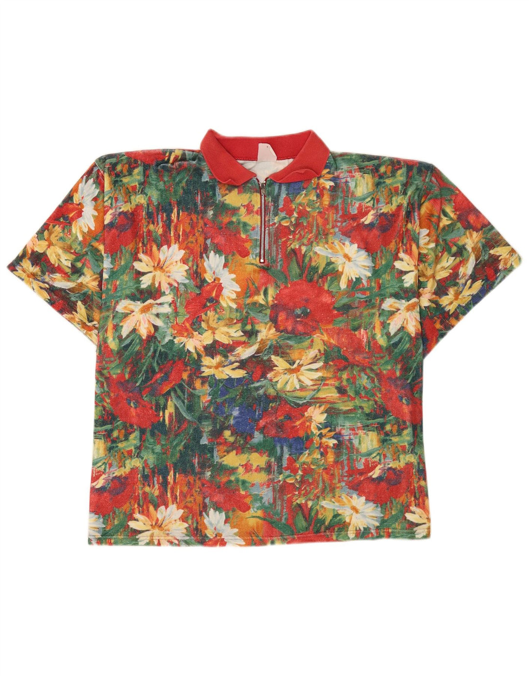 Vintage herre poloshirt XL flerfarvet blomster