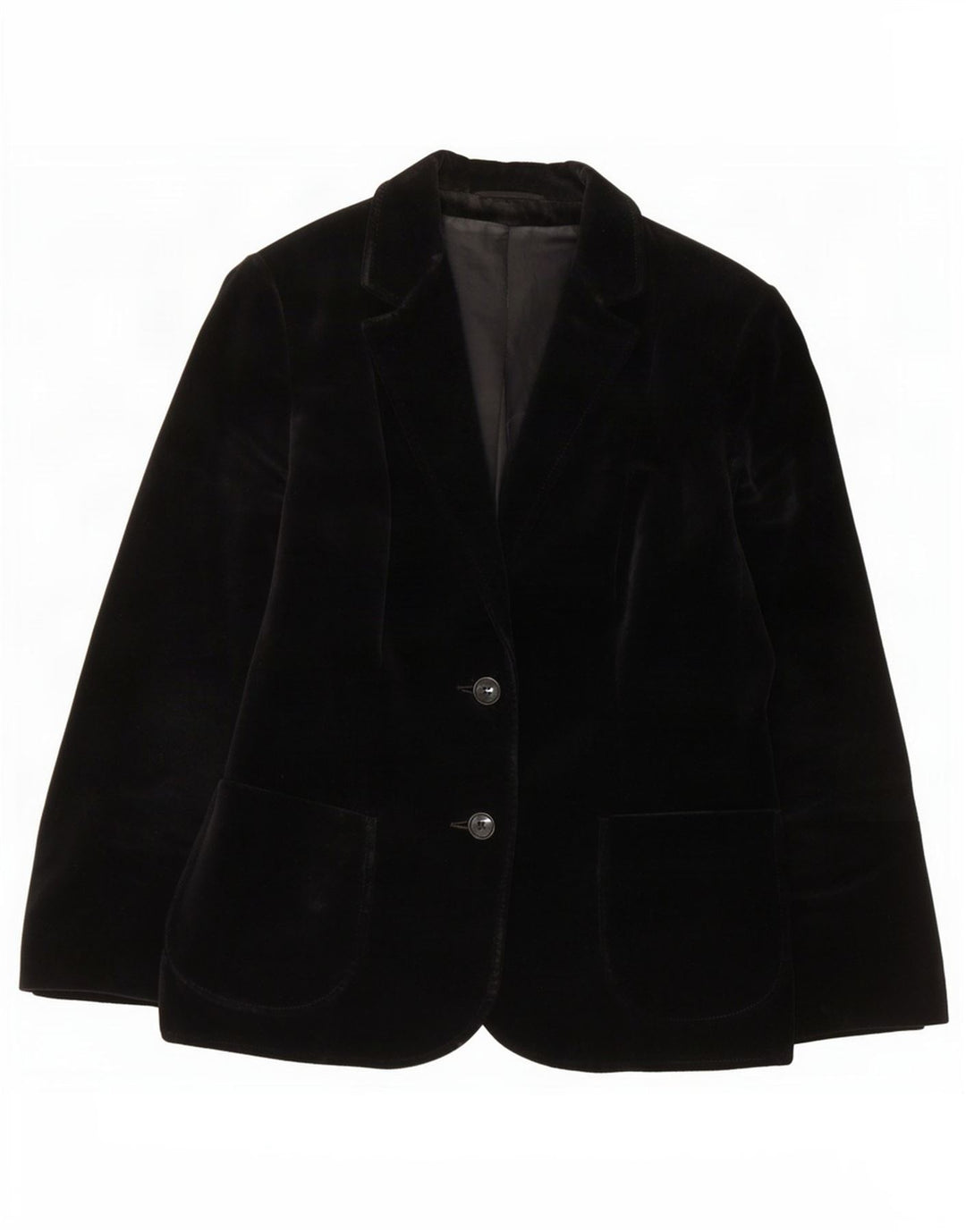 St Michael Dame 2 Button Velvet Blazer Jacket UK 14 Medium Sort Bomuld