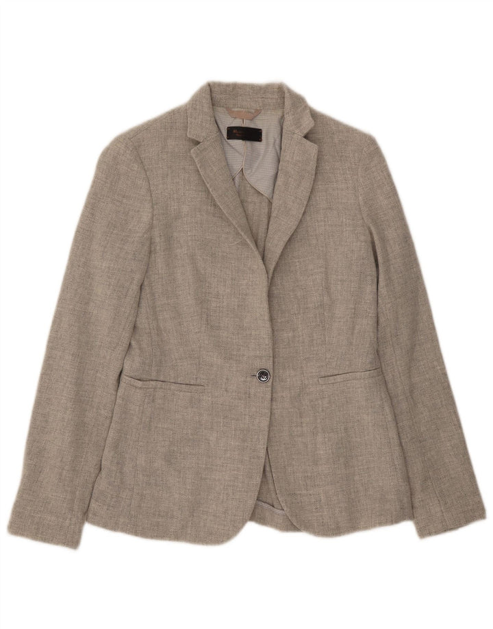Massimo Dutti Dame 1 Knap Blazer Jakke EU 38 Lille Grå Uld