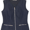 Vintage Kviltet Gilet IT 42 Medium Navy Blue Polyester