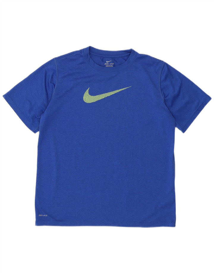 NIKE drenge Dri Fit grafisk T-shirt top 13-14 år XL blå polyester