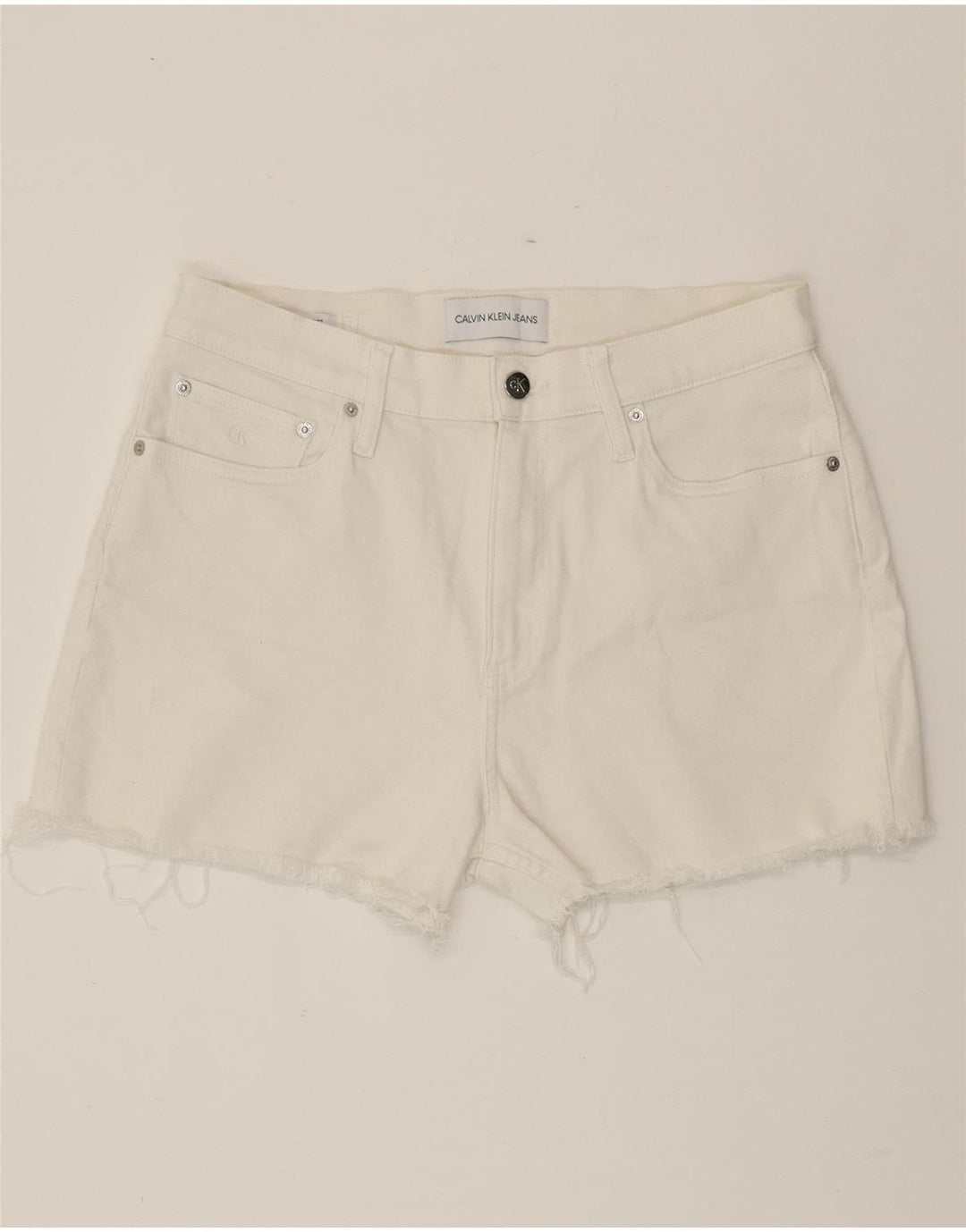 CALVIN KLEIN Dame Denim Shorts W30 Medium White Bomuld