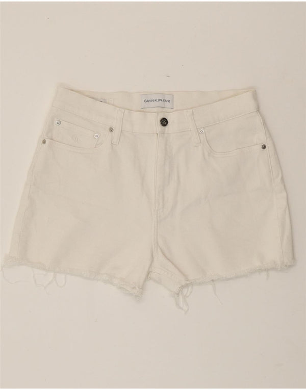CALVIN KLEIN Dame Denim Shorts W30 Medium White Bomuld