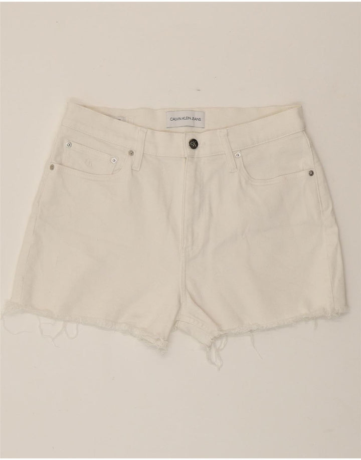 CALVIN KLEIN Dame Denim Shorts W30 Medium White Bomuld