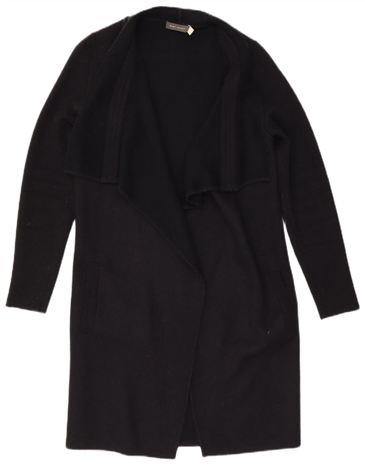 MINT FLØJL Dame Longline Åben Cardigan Sweater UK 12 Medium Sort