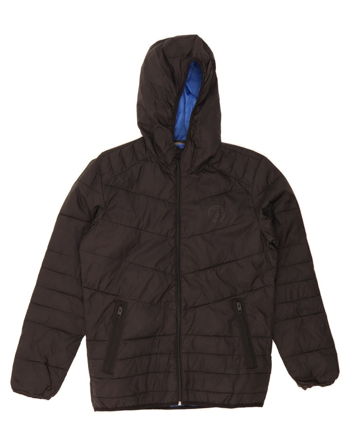 JACK & JONES Mens Hooded Padded Jacket UK 36 Small Black Polyester Vintage Jack & Jones and Second-Hand Jack & Jones from Messina Hembry 