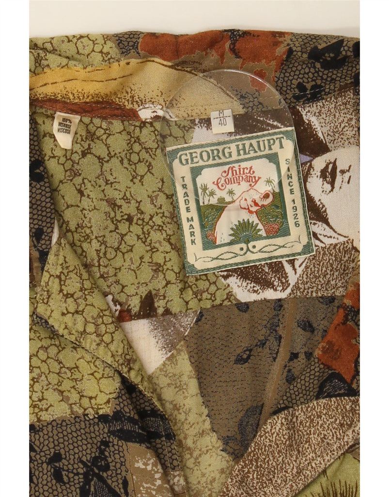GEORGE HAUPT Mens Short Sleeve Shirt Size 40 Medium Multicoloured Floral Vintage George Haupt and Second-Hand George Haupt from Messina Hembry 